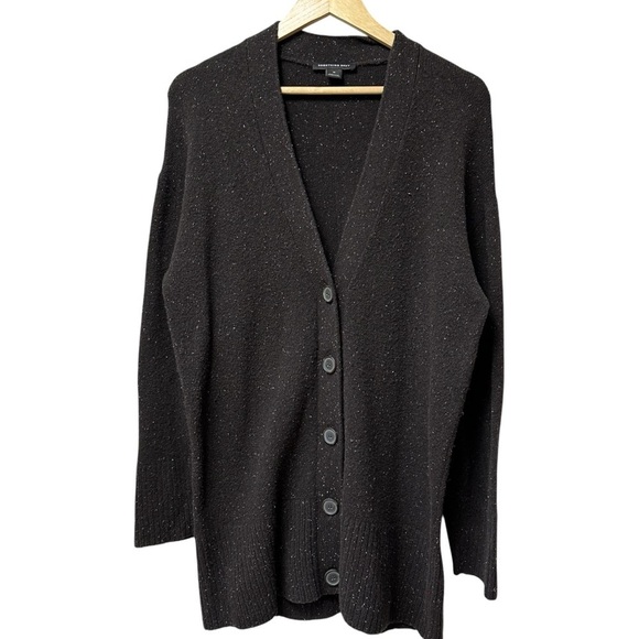 Something Navy Speckled Gray Oversized Grandpa Cardigan, Medium - Picture 1 of 8
